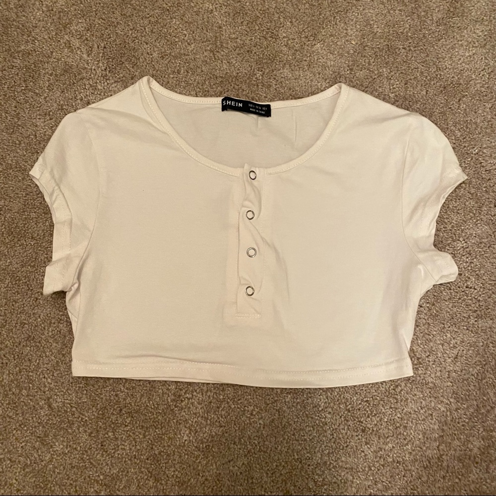 SHEIN white crop top with buttons